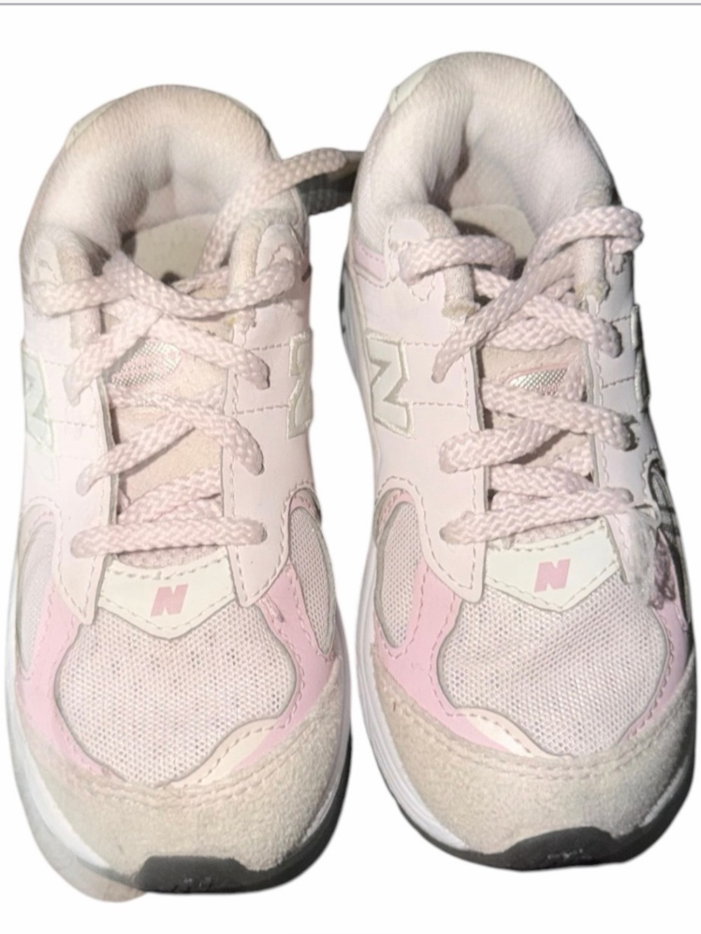 New Balance Kids Pink and White Sneakers
